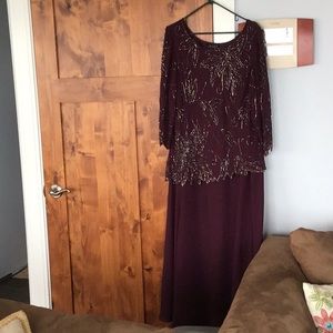 Maroon beaded and silk size 20W maxi dress